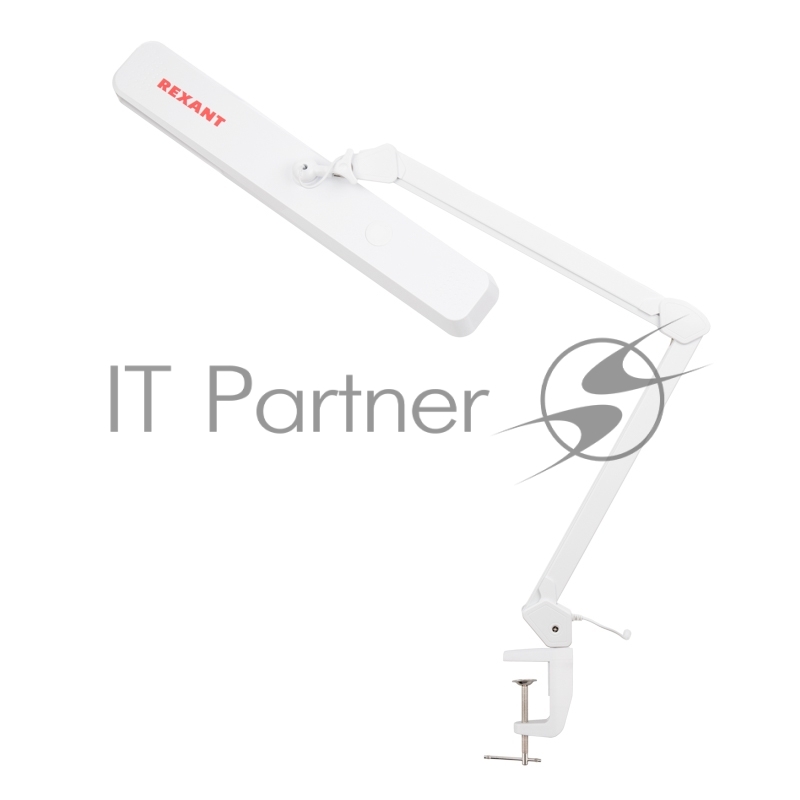 Лампа настольная бестеневая на струбцине REXANT ECO light, 324 SMD LED с диммером, теплый/холодный цвет свечения, белая