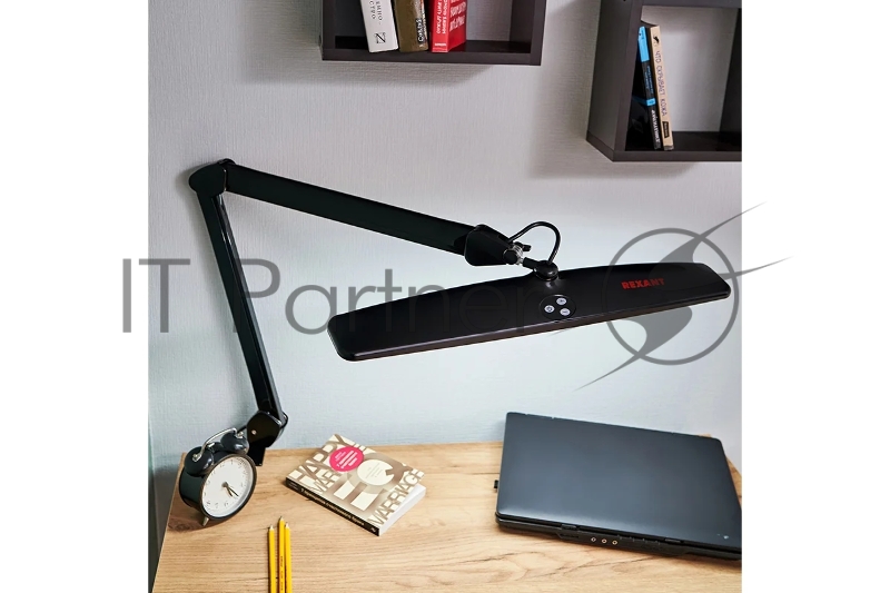 Лампа настольная бестеневая REXANT, струбцина, «ECO light», 84 SMD LED, сенсорный диммер, черная