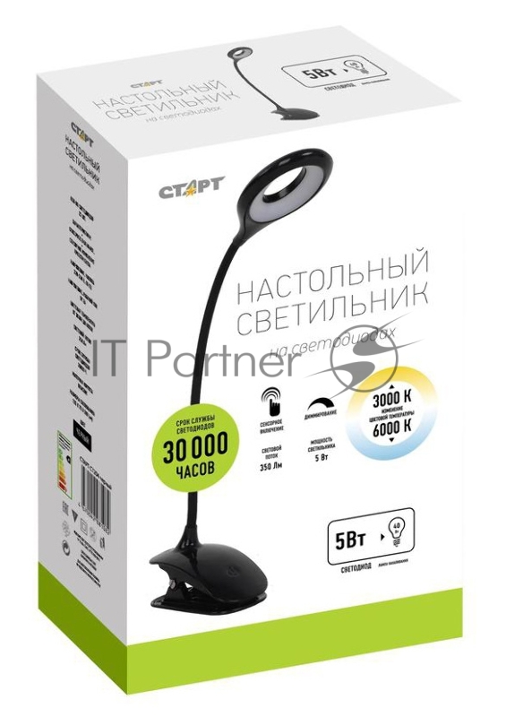 Светильник Старт СТ204 настольный на прищепке черный 5Вт