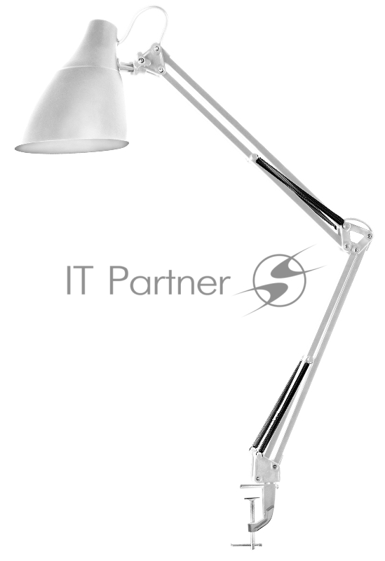 Светильник настольный Camelion KD-335 C01 белый с метал. струбциной, 230V, 40W, E27