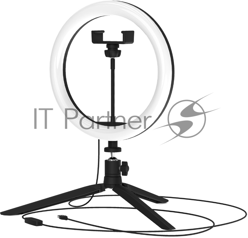 Светильник кольцевой 14W 700lm 3000-6500K 5V USB IP20 260*23мм черный дим пульт LED