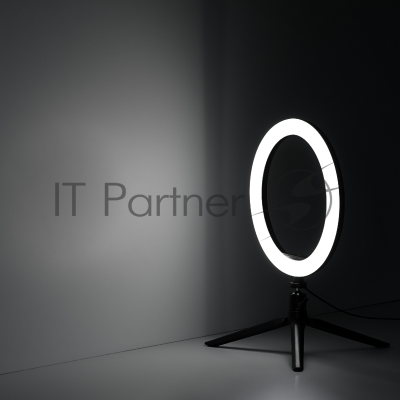 Светильник кольцевой 14W 700lm 3000-6500K 5V USB IP20 260*23мм черный дим пульт LED