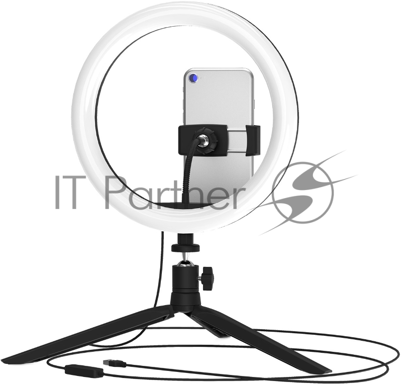 Светильник кольцевой 14W 700lm 3000-6500K 5V USB IP20 260*23мм черный дим пульт LED