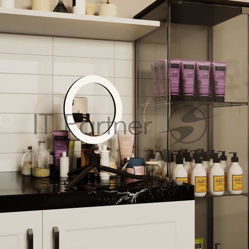 Светильник кольцевой 14W 700lm 3000-6500K 5V USB IP20 260*23мм черный дим пульт LED