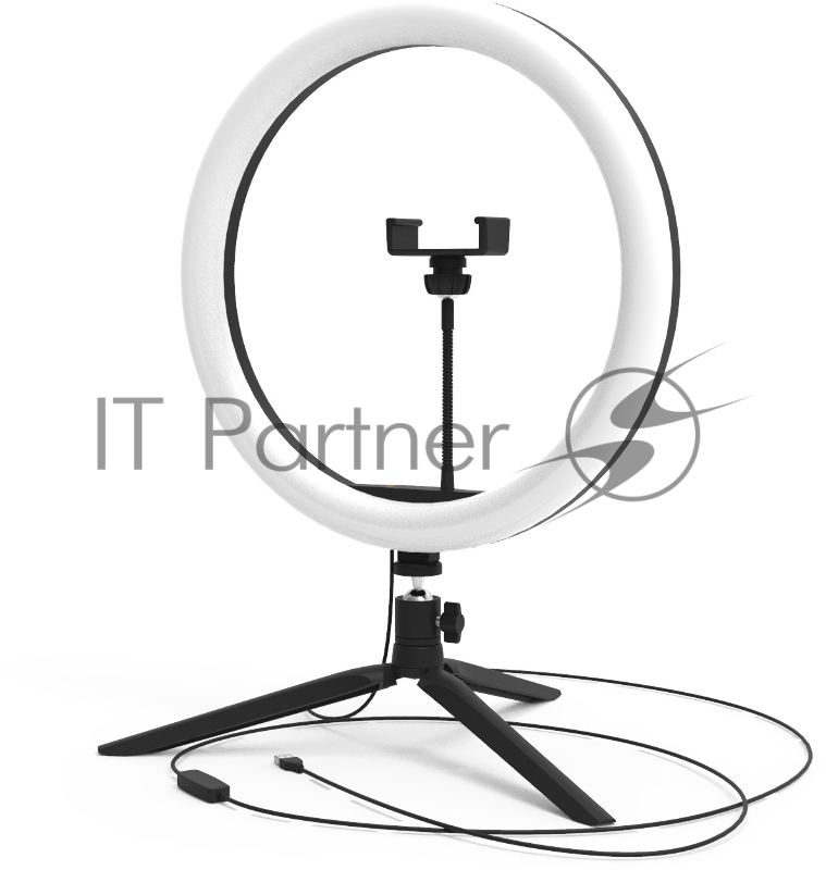 Светильник кольцевой 15W 800lm 3000-6500K 5V USB IP20 300*23мм черный дим пульт е LED