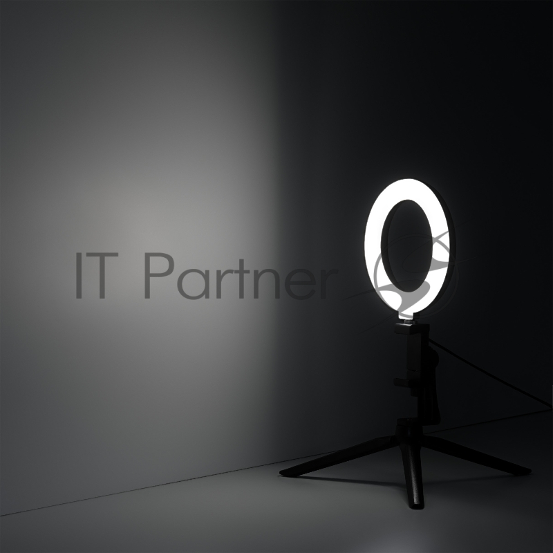 Светильник кольцевой 10W 600lm 3000-6500K 5V USB IP20 160*23мм черный дим, пульт LED 8