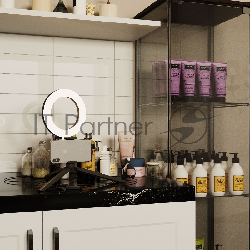 Светильник кольцевой 10W 600lm 3000-6500K 5V USB IP20 160*23мм черный дим, пульт LED 8