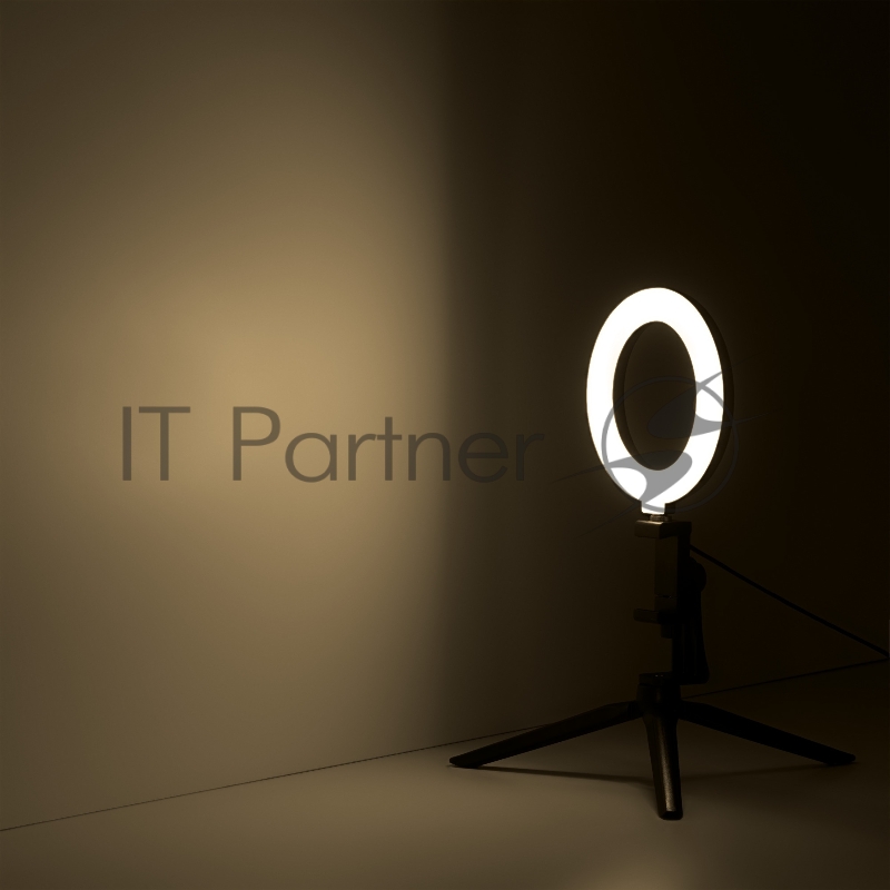 Светильник кольцевой 10W 600lm 3000-6500K 5V USB IP20 160*23мм черный дим, пульт LED 8