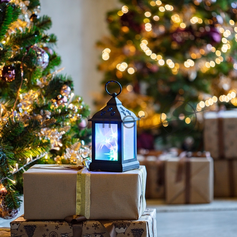 Декоративный фонарь NEON-NIGHT 11х11х22,5 см, черный корпус, цвет свечения RGB с эффектом мерцания NEON-NIGHT