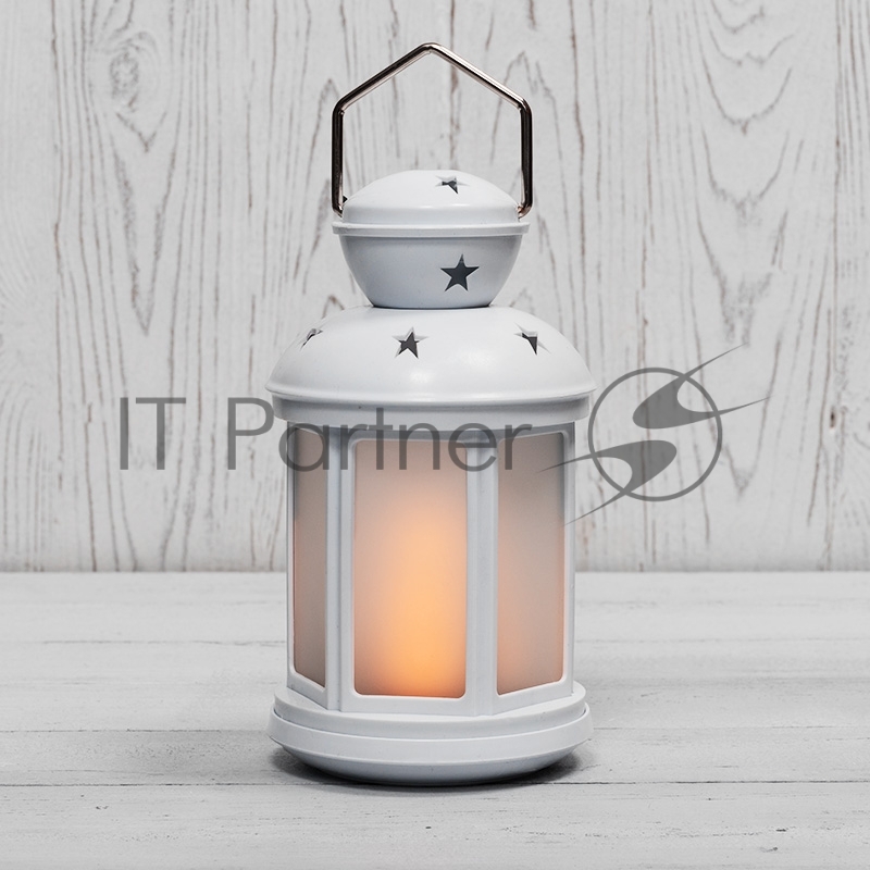 Декоративный фонарь NEON-NIGHT 12х12х20,6 см, белый корпус, теплый белый цвет свечения с эффектом пламени свечи NEON-NIGHT