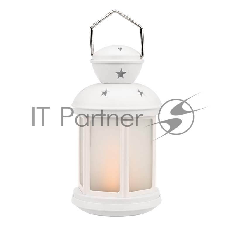 Декоративный фонарь NEON-NIGHT 12х12х20,6 см, белый корпус, теплый белый цвет свечения с эффектом пламени свечи NEON-NIGHT