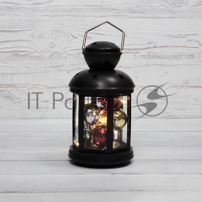 Декоративный фонарь с шариками NEON-NIGHT 12х12х20,6 см, черный корпус, теплый белый цвет свечения NEON-NIGHT