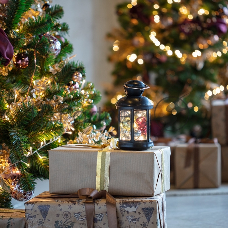 Декоративный фонарь с шариками NEON-NIGHT 12х12х20,6 см, черный корпус, теплый белый цвет свечения NEON-NIGHT