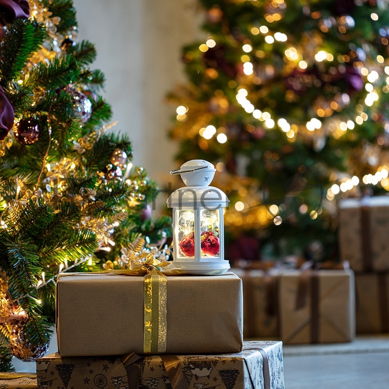 Декоративный фонарь с шариками 12х12х20,6 см, белый корпус, теплый белый цвет свечения NEON-NIGHT