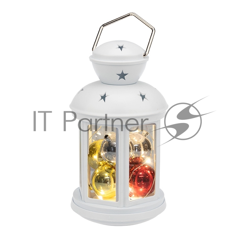 Декоративный фонарь с шариками 12х12х20,6 см, белый корпус, теплый белый цвет свечения NEON-NIGHT