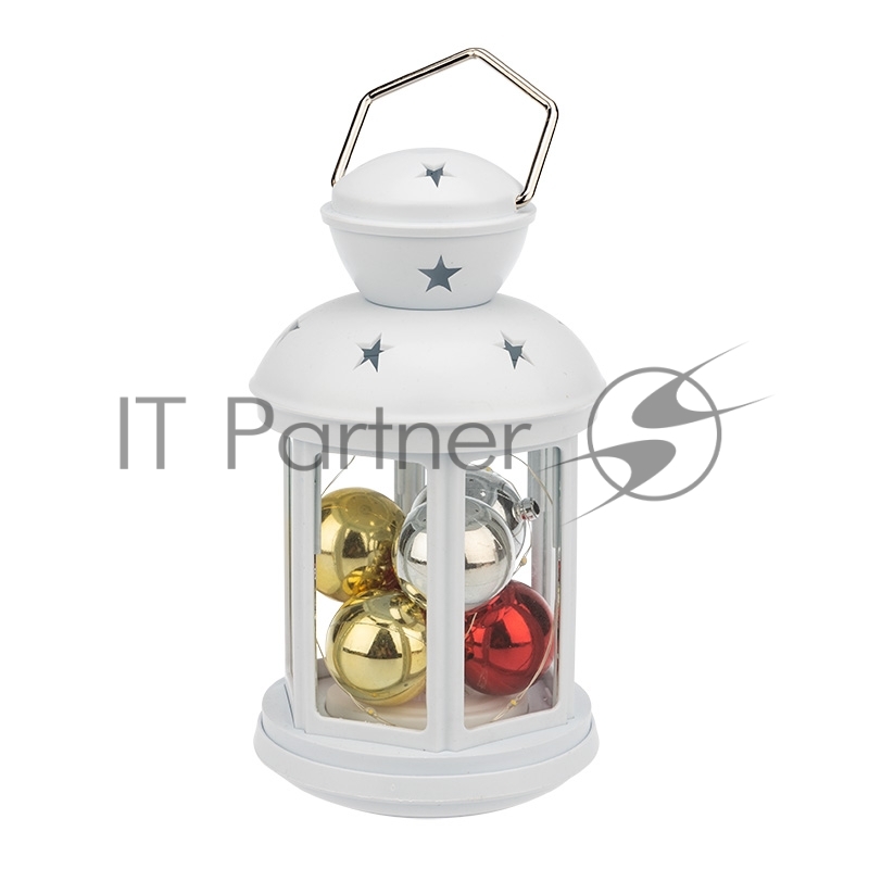 Декоративный фонарь с шариками 12х12х20,6 см, белый корпус, теплый белый цвет свечения NEON-NIGHT