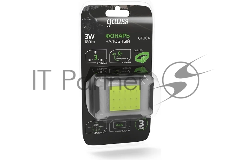 Фонарь налобный модель GFL304 3W 180lm 3xAAA LED 1/12/60