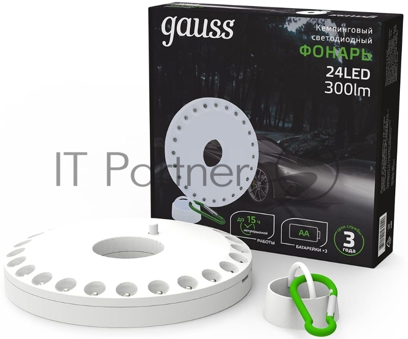 Фонарь кемпинговый модель GFL003 24LED 300lm 3xAA белый магнит и карабин LED 1/12/72