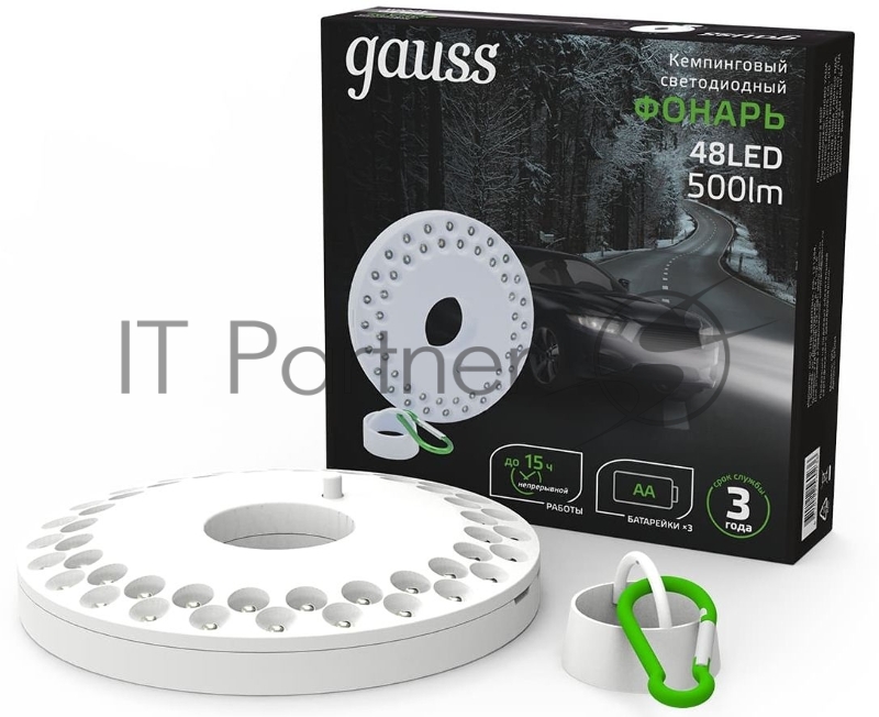 Фонарь кемпинговый модель GFL004 48LED 500lm 3xAA белый магнит и карабин LED 1/12/72