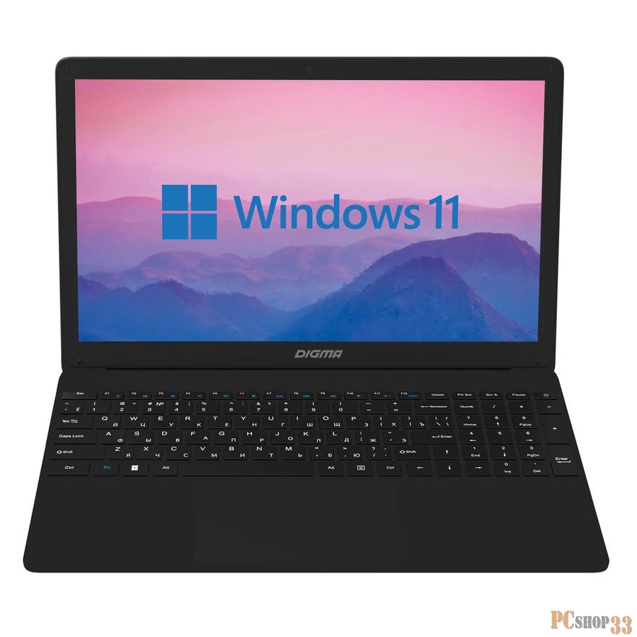Ноутбук Digma EVE 15 P417 Celeron N4000 8Gb SSD256Gb Intel UHD Graphics 600 15.6 IPS FHD (1920x1080) Windows 11 64 black WiFi BT Cam 5000mAh
