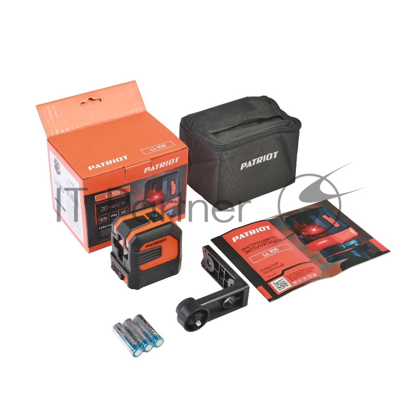 Нивелир лазерный PATRIOT LL 105, дальность без приемника 15м., 1/4 дюйма, красный, Длина волный 650Нм