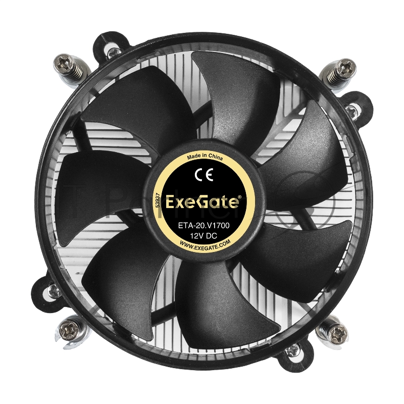 Кулер ExeGate ETA-20.V1700 (Al, LGA1700/1150/1151/1155/1156/12 TDP 90W, Fan 95mm, 2400RPM, Hydro bearing, 3pin, 22db, 340г, с термопастой, на винтах, Color Box)