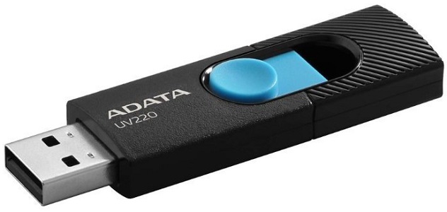 Флеш накопитель 64GB A-DATA UV220, USB 2.0, черный/голубой