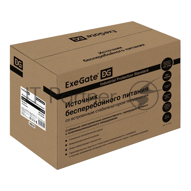 ИБП ExeGate EX292776RUS Power Smart ULB-800.LCD.AVR.2SH <800VA/480W, LCD, AVR, 2*Schuko, металлический корпус, Black>