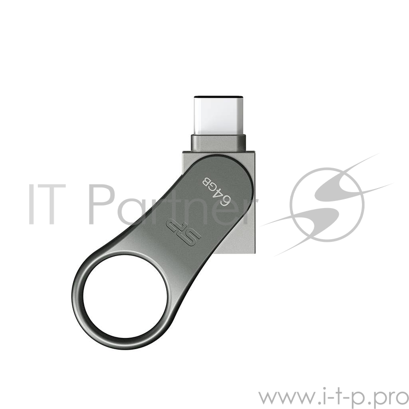 Флеш накопитель 64Gb Silicon Power Mobile C80, USB 3.0/USB Type-C, Металл