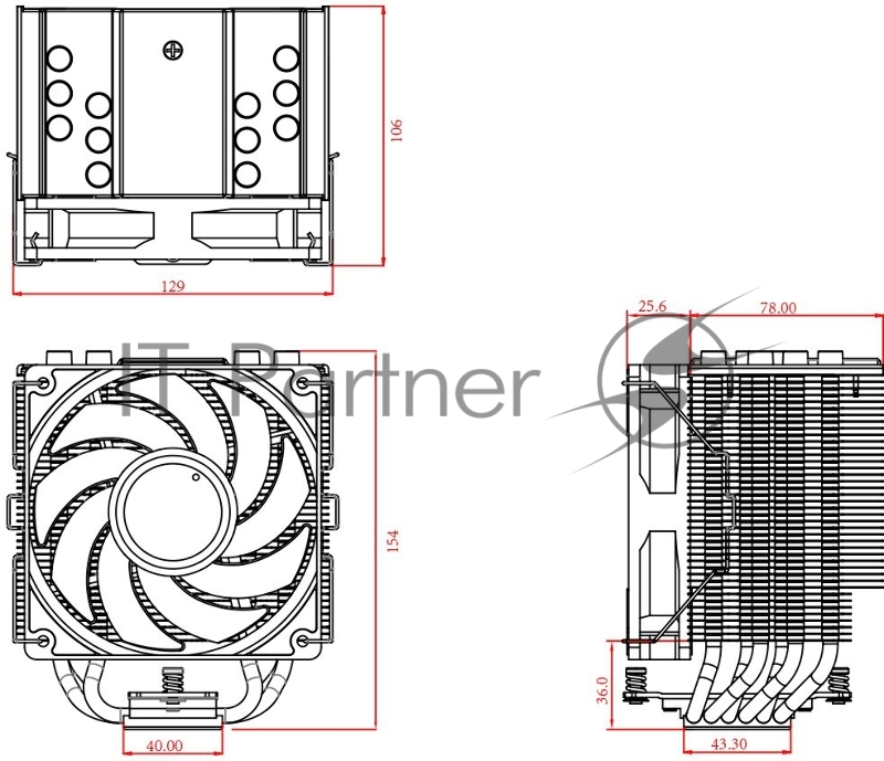 Кулер ID-COOLING SE-226-XT ARGB LGA1700/1200/115X/AM4 (8шт/кор, TDP 250W, PWM, 6 тепл.трубкок + медная база, FAN 120mm, Addressable RGB LED) RET