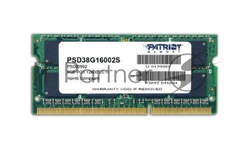Модуль памяти для ноутбука SODIMM 8GB PC12800 DDR3 PSD38G16002S PATRIOT