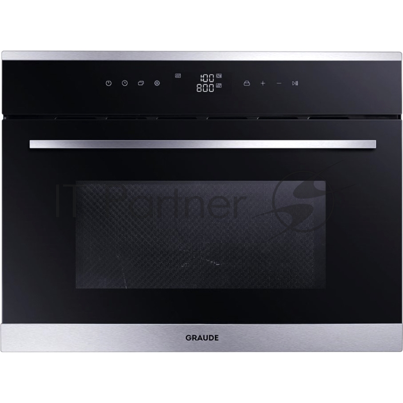 Духовой шкаф GRAUDE встраиваемый, 45 см, с СВЧ, 8 режимов, черное стекло/нержавеющая сталь