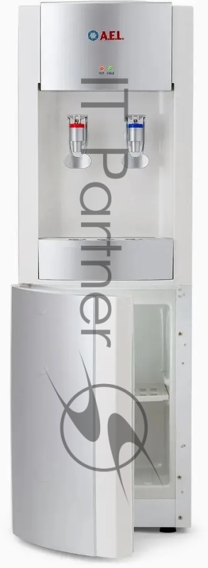 Кулер для воды LD-AEL-28c, напольный, НАГРЕВ/ОХЛАЖДЕНИЕ ЭЛЕКТРОННОЕ, шкафчик 10 л, 2 крана, белый/серебристый, 00257