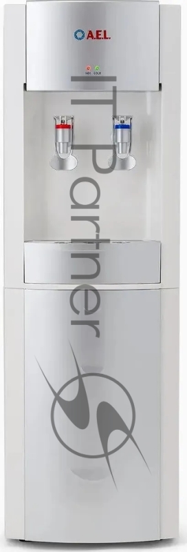 Кулер для воды LD-AEL-28c, напольный, НАГРЕВ/ОХЛАЖДЕНИЕ ЭЛЕКТРОННОЕ, шкафчик 10 л, 2 крана, белый/серебристый, 00257
