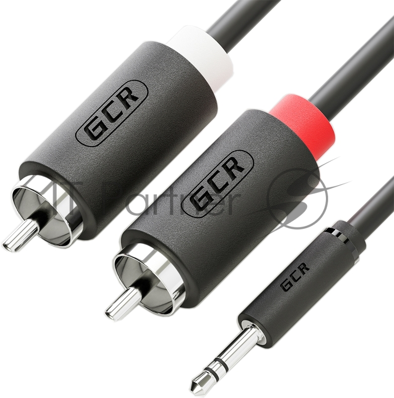 Кабель-переходник Greenconnect аудио 20.0m jack 3,5mm / 2 х RCA , черный, M/M, GCR-51731