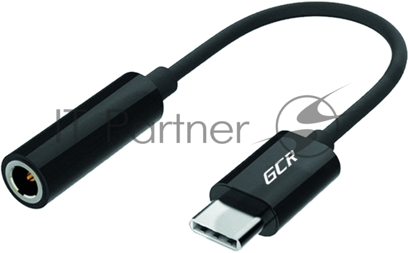 Переходник GCR USB Type C > 3.5mm mini jack, гибкий, черный, GCR-UC2AUXF