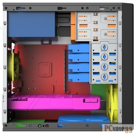 Корпус Foxline FL-733R-FZ450R-U32C-PH mATX case, black, w/PSU 450W 12cm, w/2xUSB2.0, w/2xUSB3.0, w/1xType-C (USB2.0), w/2xcombo audio, w/pwr cord, w/o FAN