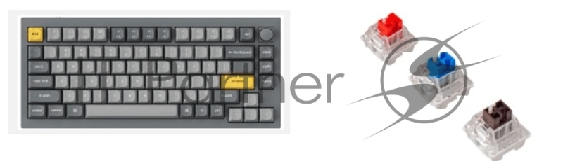 Клавиатура проводная Keychron Q1-N2, RGB подсветка, синий свитч, 84 кнопоки, цвет серый