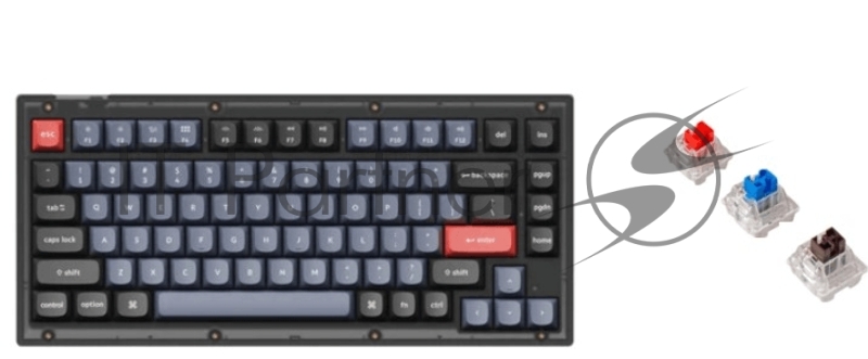 Клавиатура проводная Keychron V1-C1, RGB подсветка, красный свитч, 84 кнопоки, цвет черный