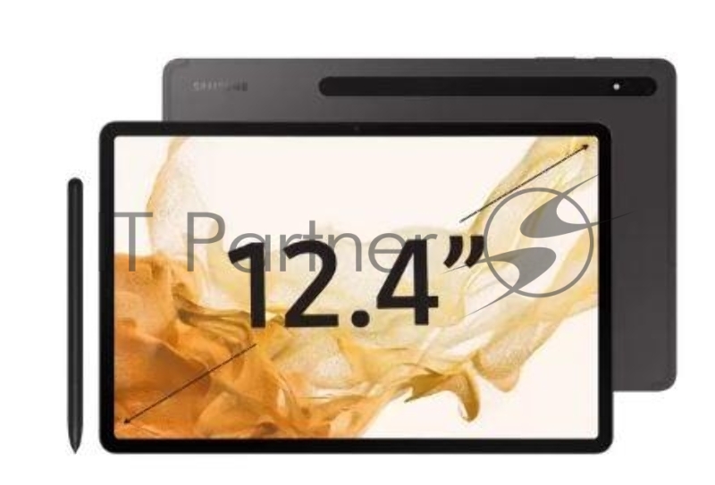 Планшет Samsung Galaxy Tab S8+ SM-X800 Snapdragon 898 2.99 8C RAM8Gb ROM128Gb 12.4 Super AMOLED 2800x1752 Android 12 темно-серый 13Mpix 12Mpix BT WiFi Touch microSD 1Tb 10090mAh 8hr
