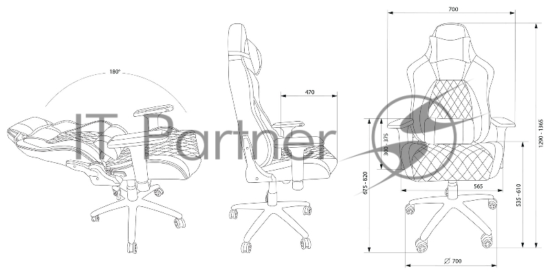 Кресло игровое Cactus CS-CHR-130-M черный с подголов.
