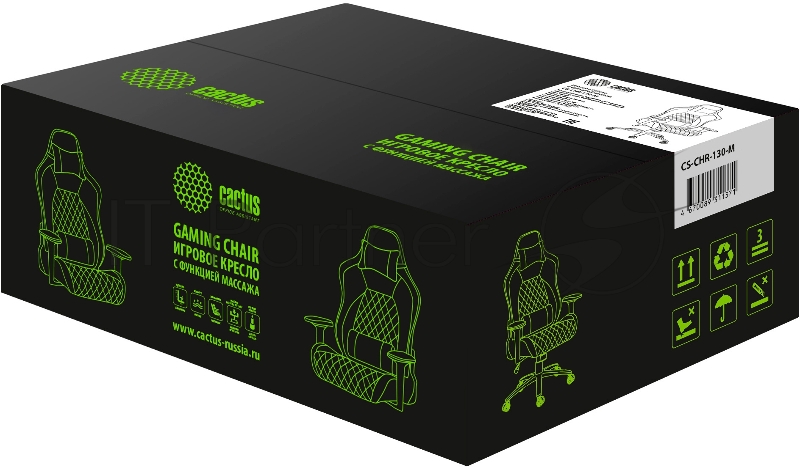 Кресло игровое Cactus CS-CHR-130-M черный с подголов.