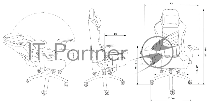 Кресло игровое Cactus CS-CHR-0112BL-M черный с подголов.