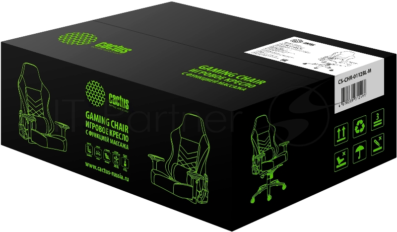 Кресло игровое Cactus CS-CHR-0112BL-M черный с подголов.