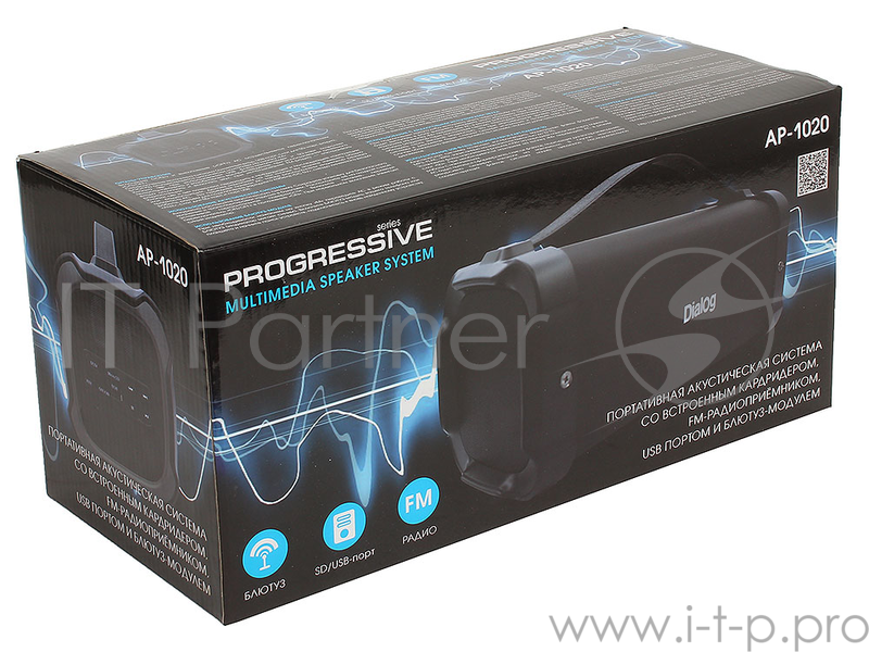Колонки Dialog Progressive AP-1020 колонка-труба, 18W RMS, Bluetooth, FM+USB reader