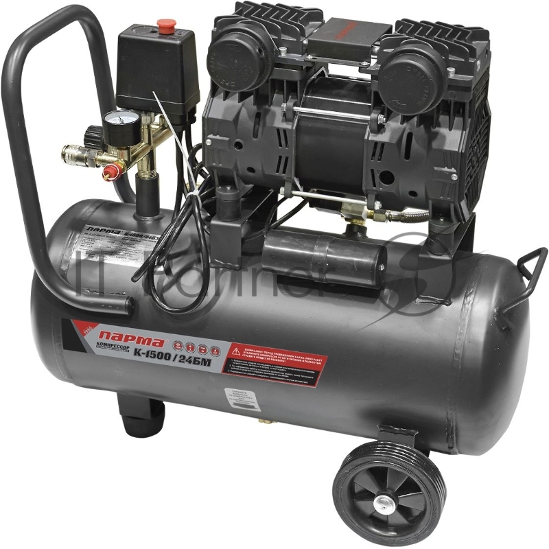 Компрессор поршневой Парма БМ K-1500/24БМ безмасляный 237л/мин 24л 1500Вт серый/черный