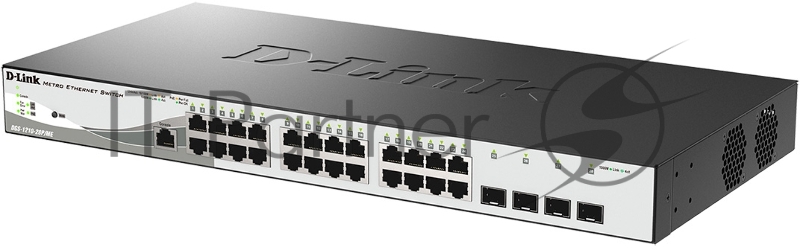 Управляемый коммутатор D-Link DGS-1210-28P/ME/B2A 2 уровня с 24 портами 10/100/1000Base-T и 4 портами 1000Base-X SFP (24 порта с поддержкой PoE 802.3af/802.3at (30 Вт), PoE-бюджет 193 Вт)