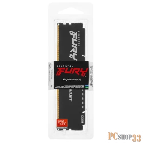 Модуль памяти DDR 5 DIMM 16Gb PC44800, 5600Mhz, Kingston FURY Beast Black EXPO CL36 (KF556C36BBE-16) (retail)