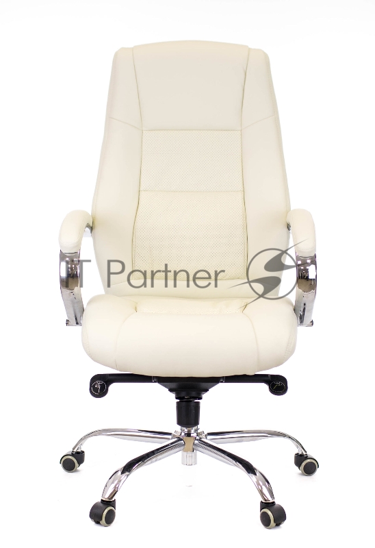 Офисное кресло Everprof Kron M бежевое (экокожа, хром, ролики, Мультиблок)