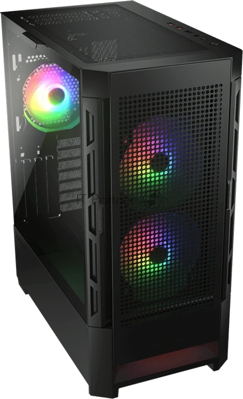 Корпус Cougar Airface RGB Black, 2х140мм + 1x120mm ARGB Fan, ARGB Fan Hub, без БП, черный, ATX